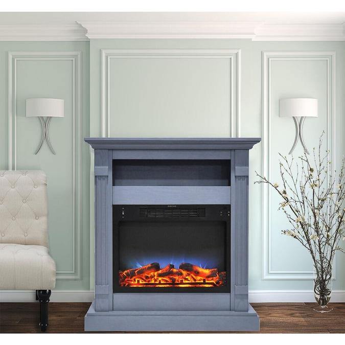 Cambridge Fireplace Mantels and Entertainment Centers Cambridge Sienna 34 In. Electric Fireplace w/ Multi-Color LED Insert and Slate Blue Mantel