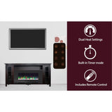 Cambridge Fireplace Mantels and Entertainment Centers Cambridge Somerset 70-In. Black Electric Fireplace TV Stand with Multi-Color LED Flames, Crystal Rock Display, and Remote Control