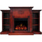Cambridge Fireplace Mantels and Entertainment Centers Cherry Cambridge Sanoma Electric Fireplace Heater with 72-In. Cherry Mantel, Bookshelves, Enhanced Log Display, Multi-Color Flames, and Remote