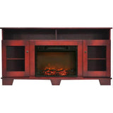 Cambridge Fireplace Mantels and Entertainment Centers Cherry Cambridge Savona 59 In. Electric Fireplace in Mahogany with Entertainment Stand and Charred Log Display,