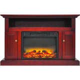 Cambridge Fireplace Mantels and Entertainment Centers Cherry Cambridge Sorrento Electric Fireplace Heater with 47-In. Mahogany TV Stand, Enhanced Log Display, Multi-Color Flames and Remote Control