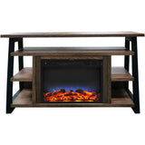 Cambridge Fireplace Mantels and Entertainment Centers Color_Walnut/Black Cambridge 32-In. Sawyer Industrial Electric Fireplace Mantel with Realistic Log Display and LED Color Changing Flames, Mahogany,