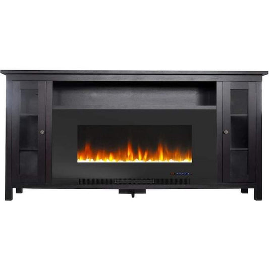 Cambridge Fireplace Mantels and Entertainment Centers Dark Coffee/Black Cambridge Somerset 70-In. Black Electric Fireplace TV Stand with Multi-Color LED Flames, Crystal Rock Display, and Remote Control