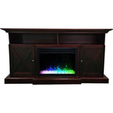 Cambridge Fireplace Mantels and Entertainment Centers Mahogany Cambridge 62-in. Summit Farmhouse Style Electric Fireplace Mantel with Deep Crystal Insert, Mahogany