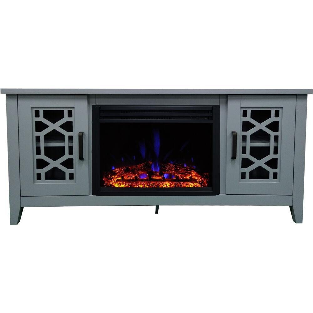 Cambridge Fireplace Mantels and Entertainment Centers Slate Blue Cambridge 56-in. Stardust Mid-Century Modern Electric Fireplace with Deep Multi-Color Log Insert