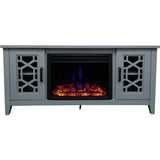 Cambridge Fireplace Mantels and Entertainment Centers Slate Blue Cambridge 56-in. Stardust Mid-Century Modern Electric Fireplace with Deep Multi-Color Log Insert