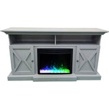 Cambridge Fireplace Mantels and Entertainment Centers Slate Blue Cambridge 62-in. Summit Farmhouse Style Electric Fireplace Mantel with Deep Crystal Insert, Mahogany