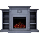 Cambridge Fireplace Mantels and Entertainment Centers Slate Blue Cambridge Sanoma Electric Fireplace Heater with 72-In. Cherry Mantel, Bookshelves, Enhanced Log Display, Multi-Color Flames, and Remote