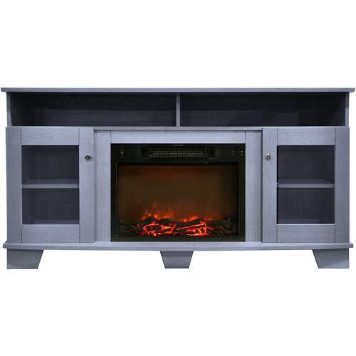 Cambridge Fireplace Mantels and Entertainment Centers Slate Blue Cambridge Savona 59 In. Electric Fireplace in Cherry with Entertainment Stand and Multi-Color LED Flame Display,