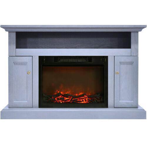 Cambridge Fireplace Mantels and Entertainment Centers Slate Blue Cambridge Sorrento Electric Fireplace Heater with 47-In. Mahogany TV Stand, Enhanced Log Display, Multi-Color Flames and Remote Control