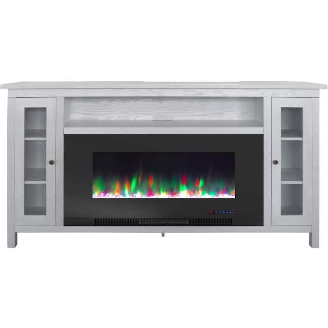 Cambridge Fireplace Mantels and Entertainment Centers White/Black Cambridge Somerset 70-In. Black Electric Fireplace TV Stand with Multi-Color LED Flames, Crystal Rock Display, and Remote Control