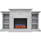 Cambridge Fireplace Mantels and Entertainment Centers White Cambridge Sanoma 72 In. Electric Fireplace in Cherry with Bookshelves and Enhanced Log Display