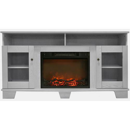 Cambridge Fireplace Mantels and Entertainment Centers White Cambridge Savona 59 In. Electric Fireplace in Cherry with Entertainment Stand and Multi-Color LED Flame Display,