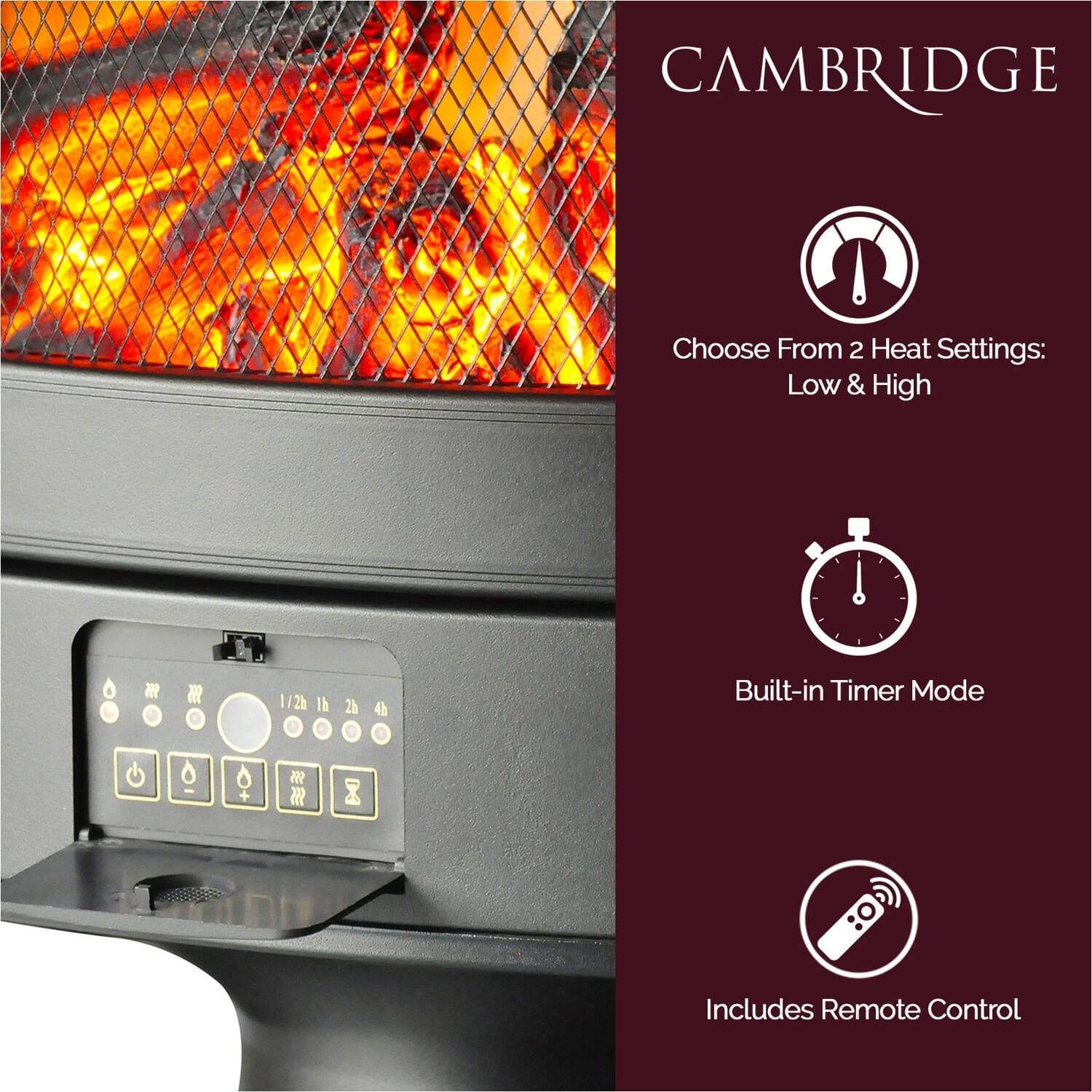 Cambridge Freestanding Fireplace Cambridge 1500W Freestanding Electric Fireplace Heater with Log Display