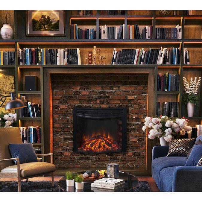 Cambridge Freestanding Fireplace Cambridge 25-In. Freestanding 5116 BTU Electric Curved Fireplace Heater Insert with Remote Control,
