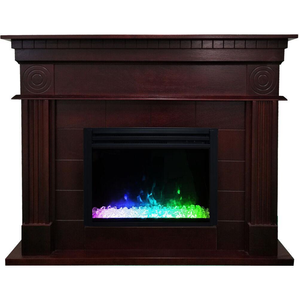 Cambridge Mahogany 47.8-In. Shelby Electric Fireplace Mantel with Enhanced, Deep Crystal Insert, Dark Coffee