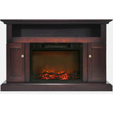 Cambridge Mahogany Cambridge Sorrento Electric Fireplace with 1500W Log Insert and 47 In. Entertainment Stand in Cherry