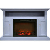Cambridge Slate Blue Cambridge Sorrento Electric Fireplace with 1500W Log Insert and 47 In. Entertainment Stand in Cherry