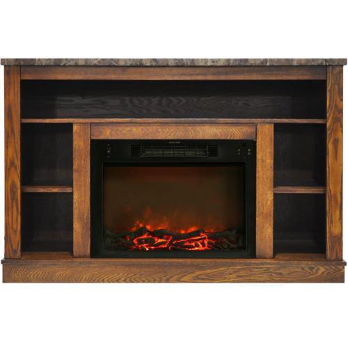 Cambridge Walnut Cambridge 47 In. Electric Fireplace with a 1500W Log Insert and Cherry Mantel