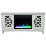 Cambridge White 56-in. Stardust Mid-Century Modern Electric Fireplace with Deep Multi-Color Crystal Insert
