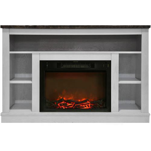 Cambridge White Cambridge 47 In. Electric Fireplace with a Multi-Color LED Insert and Cherry Mantel