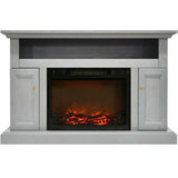 Cambridge White Cambridge Sorrento Electric Fireplace with 1500W Log Insert and 47 In. Entertainment Stand in Cherry