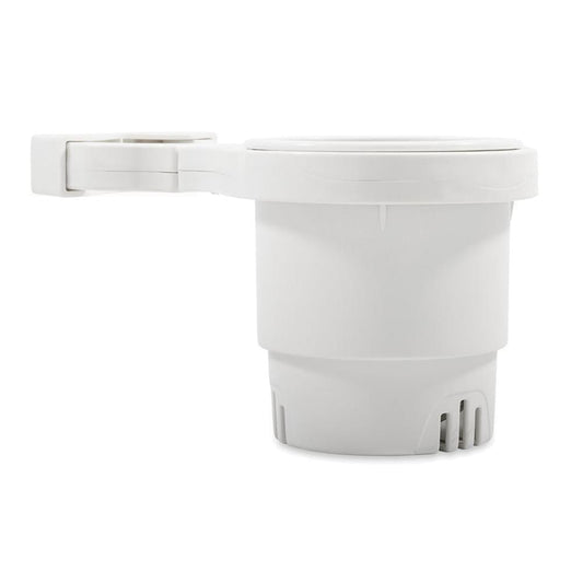 Camco Deck / Galley Camco Clamp-On Rail Mounted Cup Holder - Large for Up to 2" Rail - White [53083]