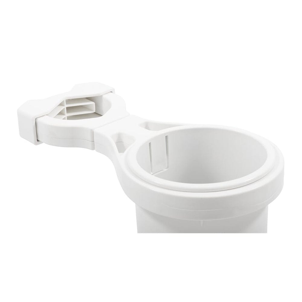 Camco Deck / Galley Camco Clamp-On Rail Mounted Cup Holder - Small for Up to 1-1/4" Rail - White [53086]