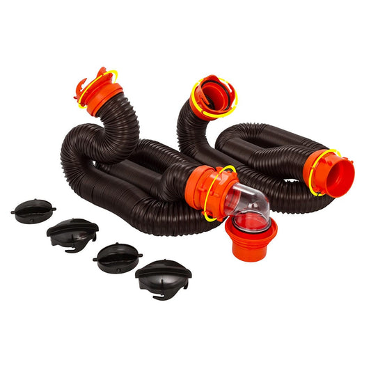 Camco Sanitation Camco RhinoFLEX 20 Sewer Hose Kit w/4 In 1 Elbow Caps [39741]