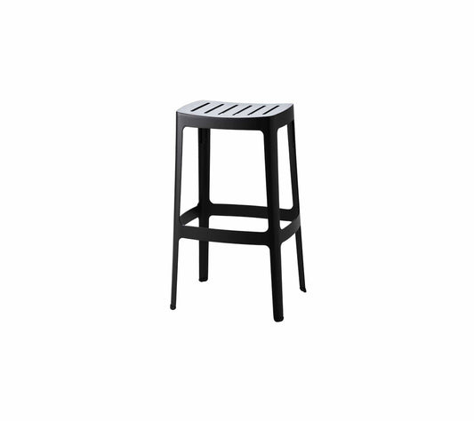 Cane-Line Denmark Black - aluminium / Dark grey - Cane-line Focus Cut bar chair, high, stackable (11402)
