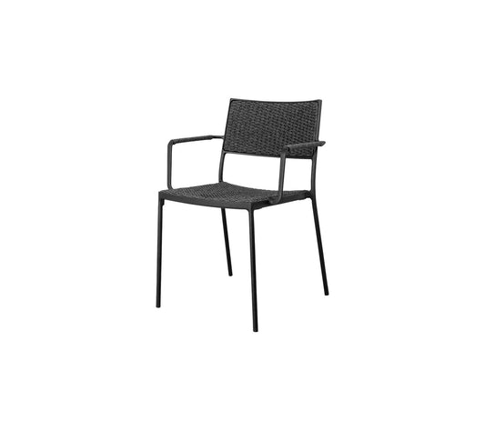 Cane-Line Denmark Cane-line Soft Rope -  Dark grey Less armchair, stackable, Cane-line Soft Rope (11430)