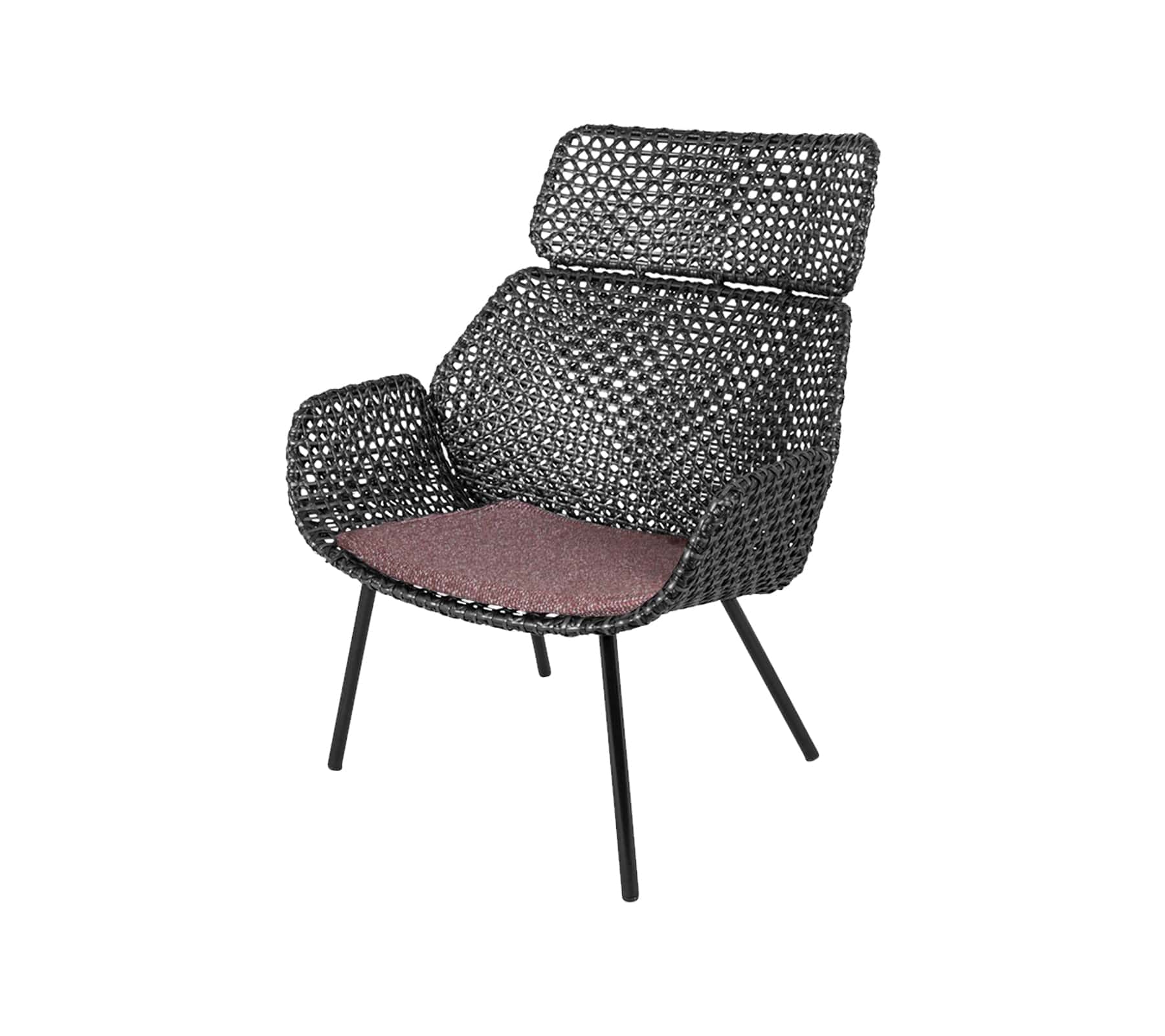 Cane-Line Denmark Cane-line Weave -  Black/Graphite / Dark bordeaux - Cane-line Wove Vibe highback chair, Cane-line Weave (54107)