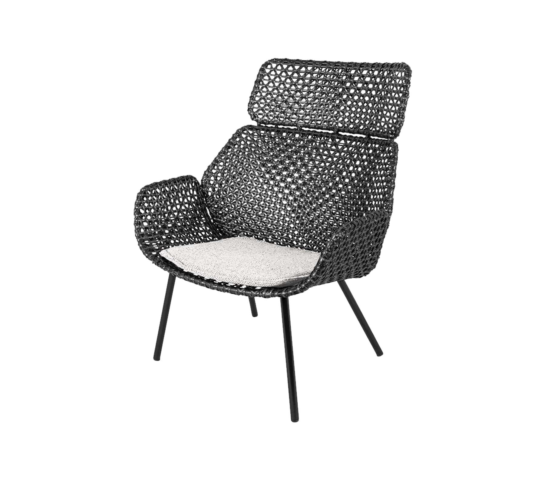 Cane-Line Denmark Cane-line Weave -  Black/Graphite / Light brown - Cane-line Wove Vibe highback chair, Cane-line Weave (54107)