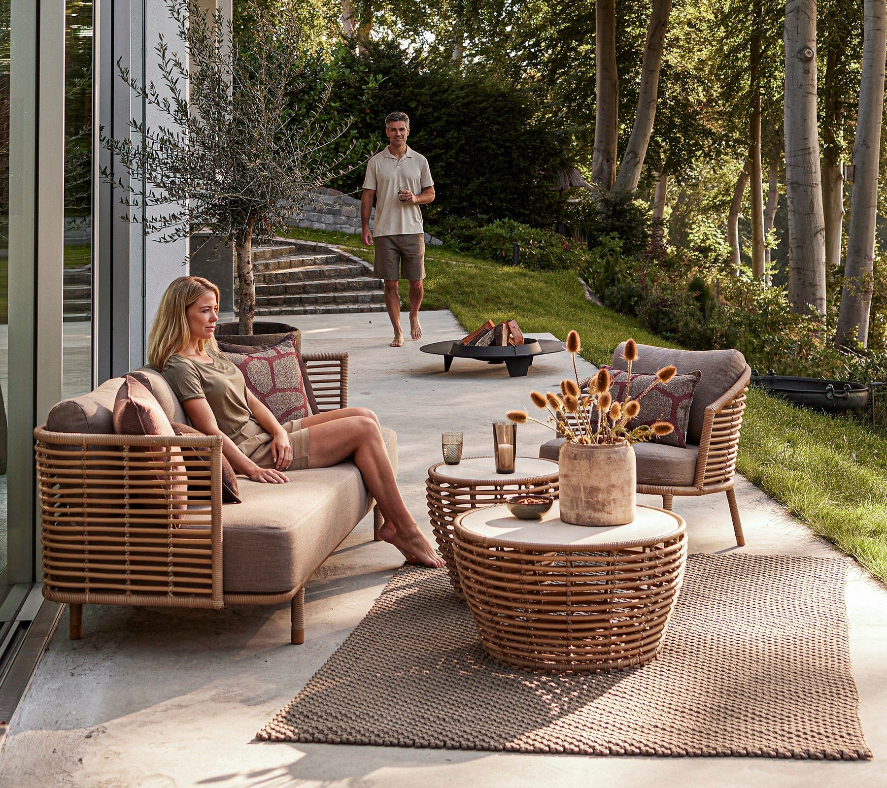 Cane-Line Denmark Cane-line Weave - Natural -incl. taupe Cane-line AirTouch Sense lounge chair OUTDOOR, incl. taupe Cane-line AirTouch cushions (7443)