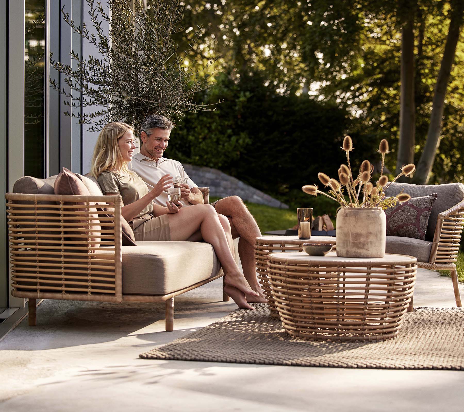 Cane-Line Denmark Cane-line Weave - Natural -incl. taupe Cane-line AirTouch Sense lounge chair OUTDOOR, incl. taupe Cane-line AirTouch cushions (7443)