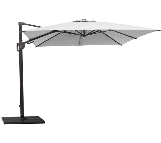 Cane-Line Denmark Cantilever Umbrellas Light grey fabric Hyde luxe tilit parasol incl. base, 3x3 m