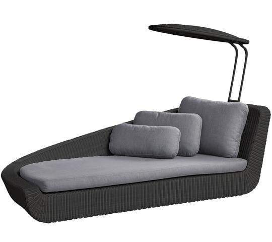 Cane-Line Denmark Day Bed Black / Cane-line Natté Grey w/QuickDry foam Cane-Line Savannah daybed, right module, incl. sunshade (5543)