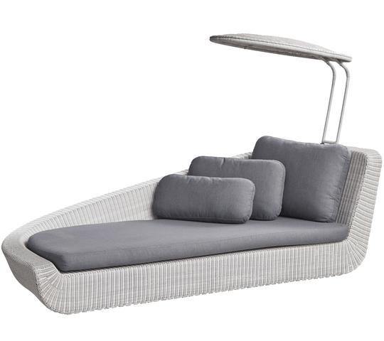 Cane-Line Denmark Day Bed White grey / Cane-line Natté Grey w/QuickDry foam Cane-Line Savannah daybed, right module, incl. sunshade (5543)