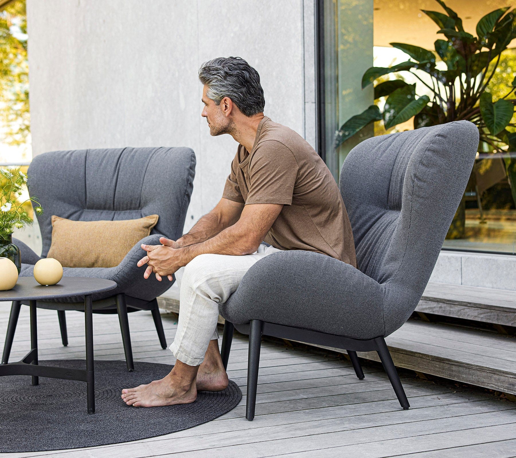 Cane-Line Denmark Grey - Cane-line AirTouch Serene lounge chair incl. Cane-line AirTouch cushions (54400)