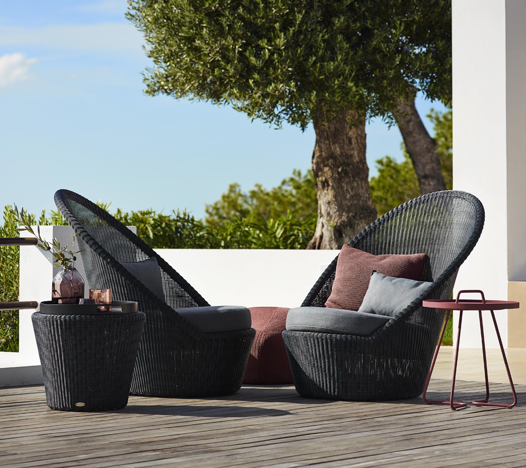 Cane-Line Denmark Outdoor Chairs Cane-Line Kingston sunchair w/wheels and Cushions