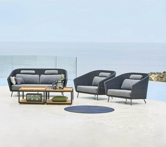 Cane-Line Denmark Outdoor Chairs Mega lounge chair, incl. Grey cushion set
