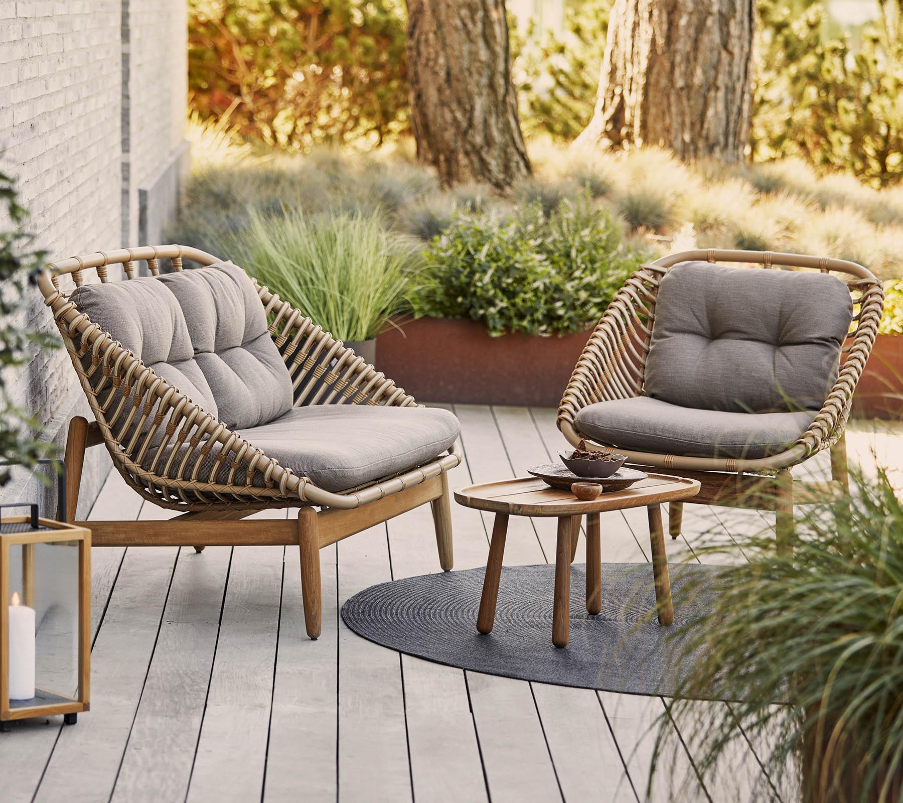 Cane-Line Denmark Outdoor Chairs String lounge chair w/teak frame, incl. Cane-line AirTouch cushions, Cane-line Weave-54020
