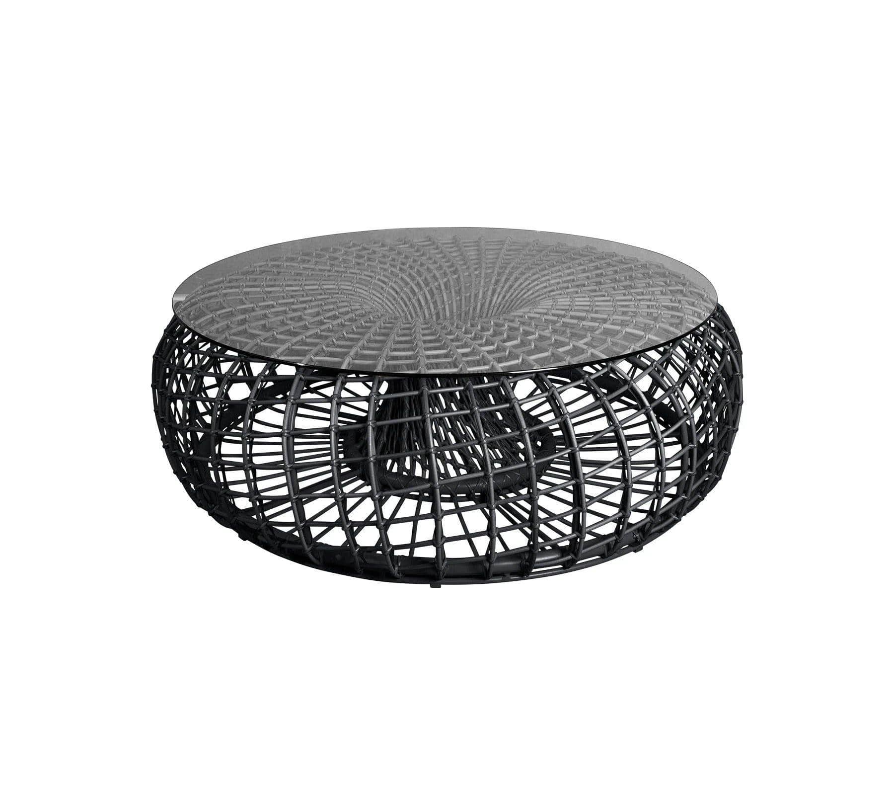 Cane-Line Denmark Outdoor Coffee Table Lava grey / Safety glass Clear Nest footstool/coffee table large