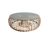 Cane-Line Denmark Outdoor Coffee Table Natural / Safety glass Clear Nest footstool/coffee table large