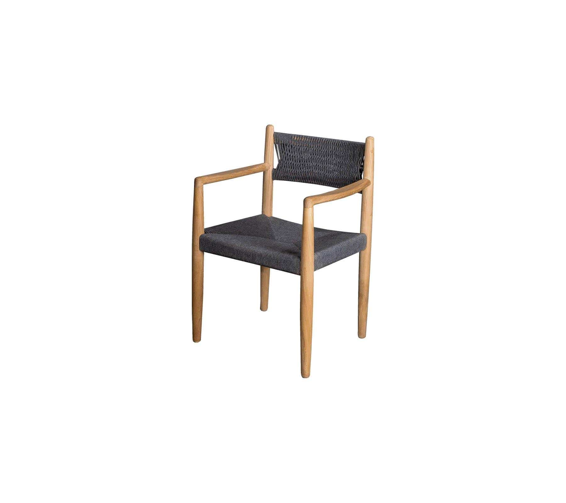 Cane-Line Denmark Outdoor Dining Chairs Cane-Line Royal armchair, Teak Frame w. Dark Grey Soft Rope (54601)