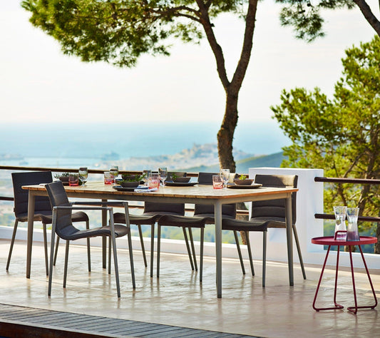 Cane-Line Denmark Outdoor Dining Table Copy of Cane-Line - Core dining table, 83x,36 inches teak table top | Aluminium | 50128ALT-4834 | 50128ATT-4835