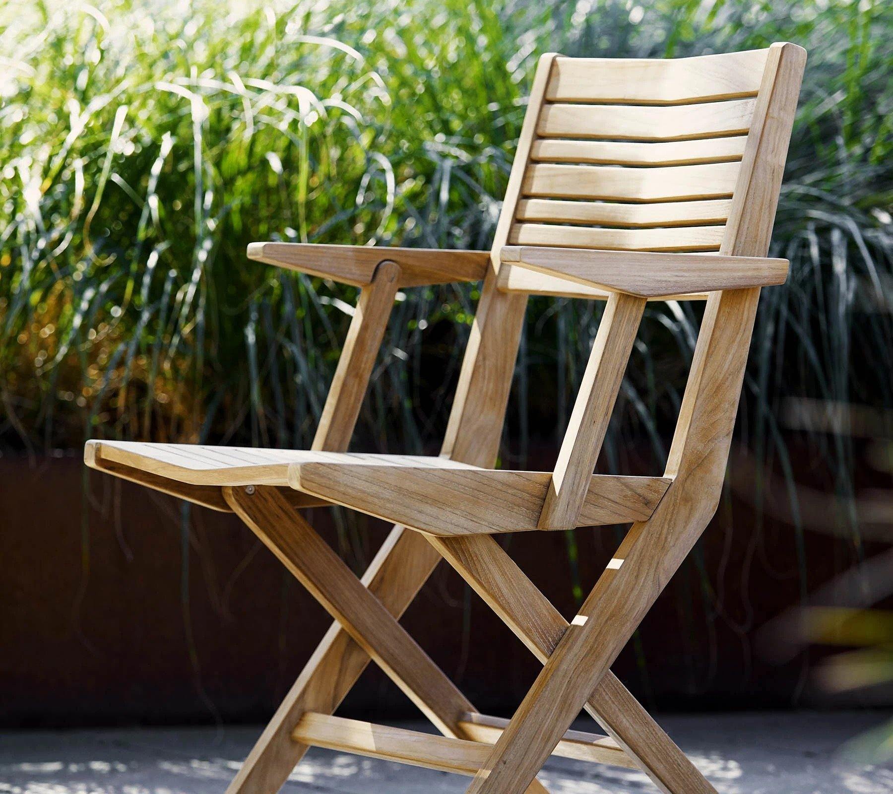 Cane-Line Denmark Outdoor Folding Chairs Flip folding armchair, Teak