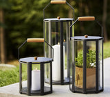 Cane-Line Denmark Outdoor Side Table Lightlux lantern w/teak handle, extra small/mini (5728)
