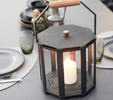 Cane-Line Denmark Outdoor Side Table Lightlux lantern w/teak handle, extra small/mini (5728)