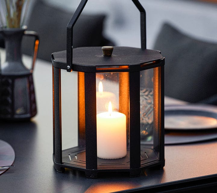 Cane-Line Denmark Outdoor Side Table Lightlux lantern w/teak handle, extra small/mini (5728)